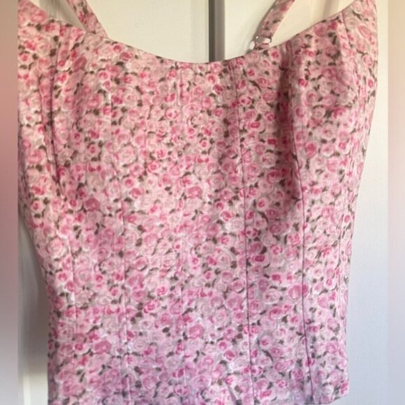 NEW Reformation Hattie Linen Top in Rosin Pink Floral | size 0 - Picture 7 of 12